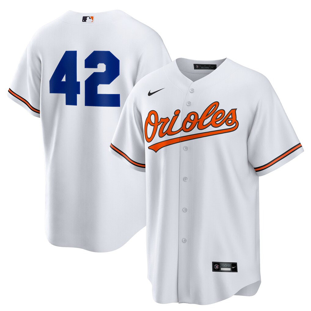 Men's Baltimore Orioles Nike White Home  2025 Jackie Robinson Day Replica Jersey