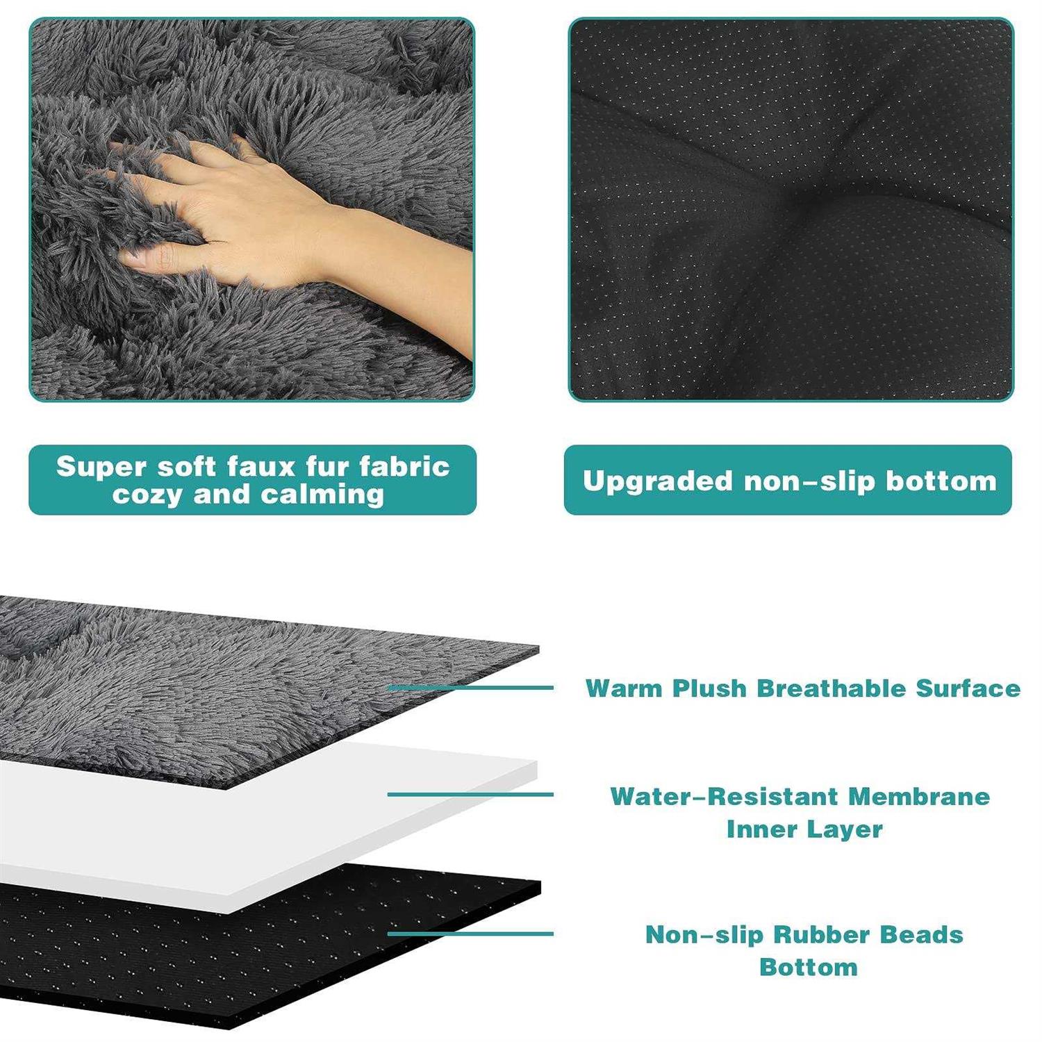 yhoerr Dog Bed, Plush Soft Pet Mat Pad & Furniture,Washable Anti-Slip Dog Crate Bed for Large Medium Small Dogs and Cats