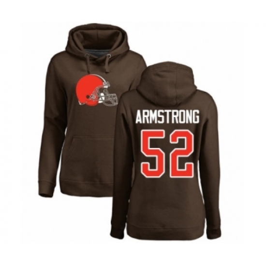 Football Women's Cleveland Browns #52 Ray-Ray Armstrong Brown Name & Number Logo Pullover Hoodie