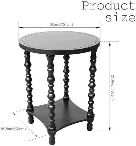 YPXNVTD French Country End Table  Rustic Farmhouse Round   Wood Accent End Sable with    Vintage  for Living Room  Bedroom  Small Spaces (Grey) - Curated Treasures Market