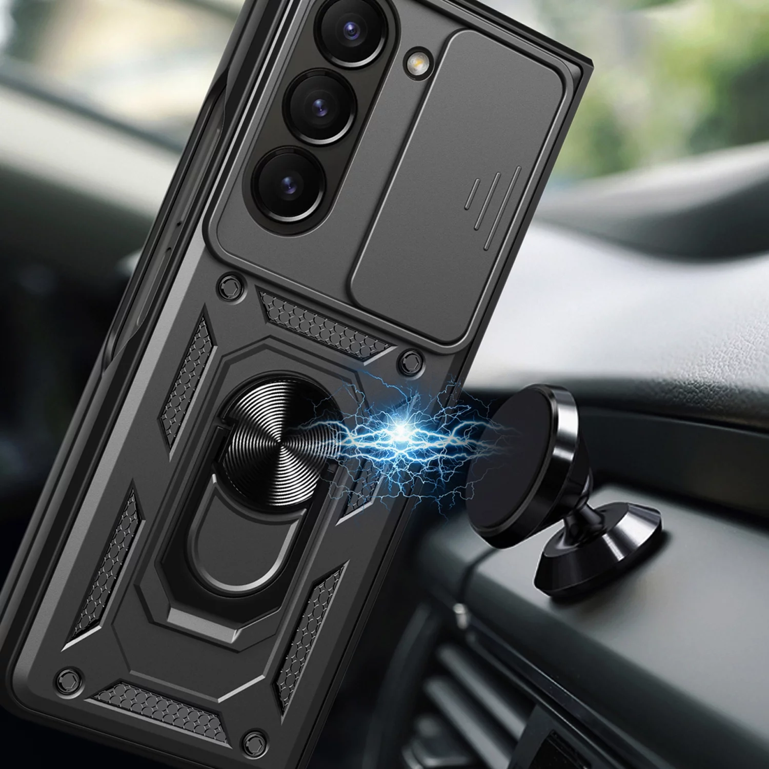 Decase for Samsung Galaxy Z Fold 5 Case with Stand, Slide Lens Cover & Drop Proof & 360°Ring Magnetic Kickstand Military Grade Heavy Duty Protective Case for Galaxy Z Fold 5 5G 2023, Red - Curated Treasures Market