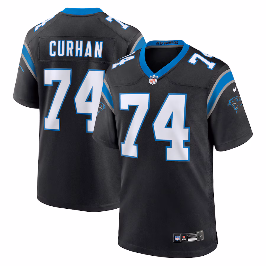 Men's Carolina Panthers Jake Curhan Nike Black Team Game Jersey