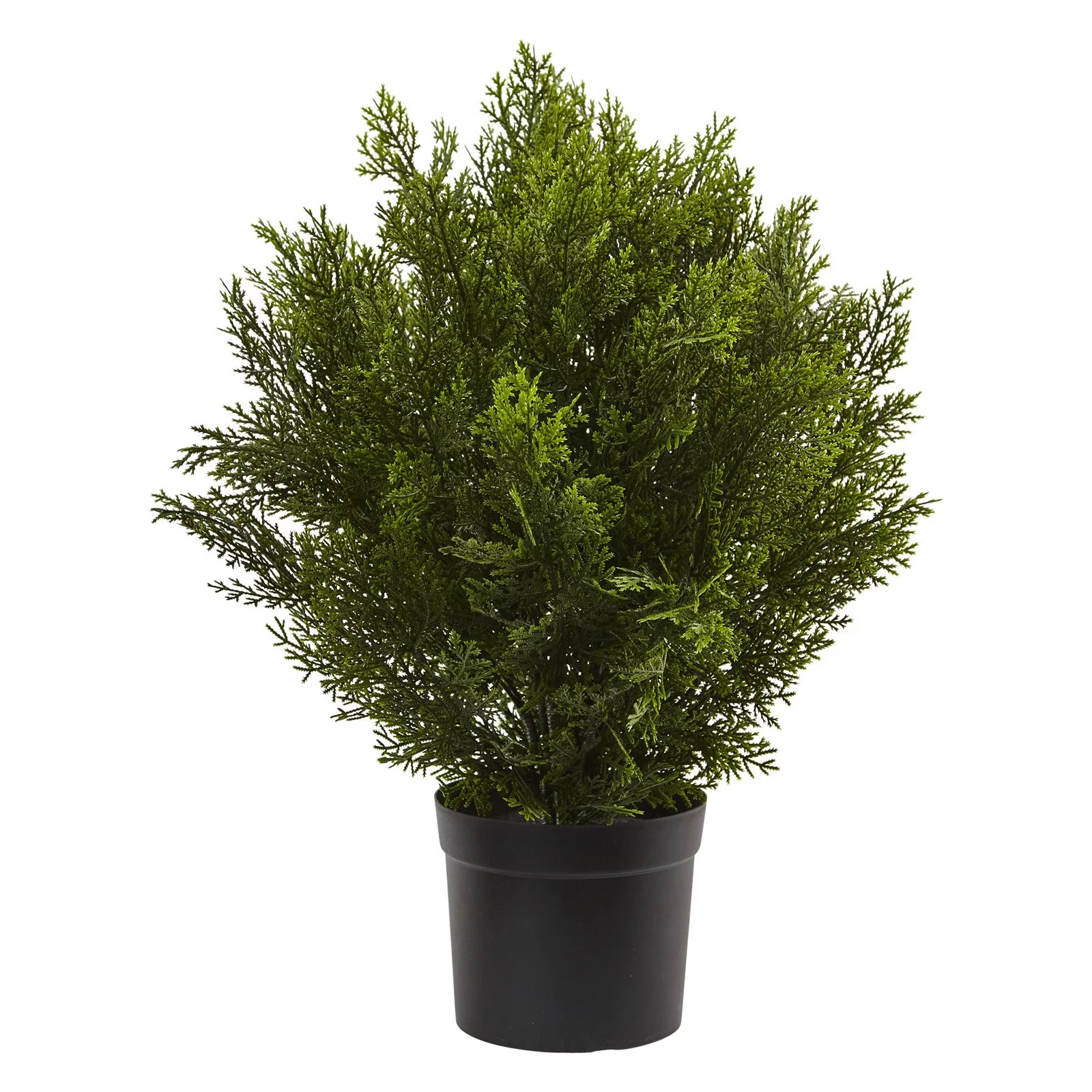 Nearly Natural 3'H Artificial Cedar Bush With Pot, Green/Black - Curated Treasures Market