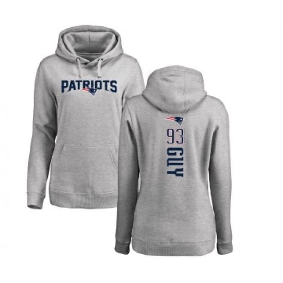 Football Women's New England Patriots #93 Lawrence Guy Ash Backer Pullover Hoodie