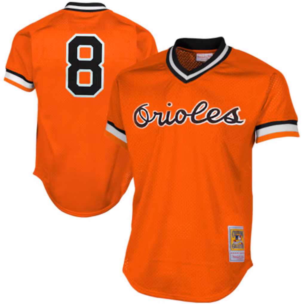 Men's Baltimore Orioles Cal Ripken Jr. Mitchell & Ness Orange Authentic Batting Practice Jersey