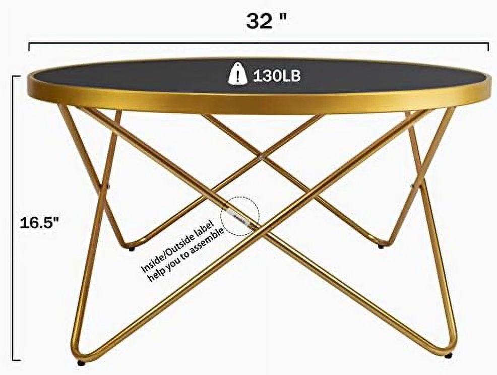 TJCGDTY Round End Table with Clear Glass Golden Legs and Metal Frame  Mid Century Modern  for Small Space Narrow Living Room - Curated Treasures Market