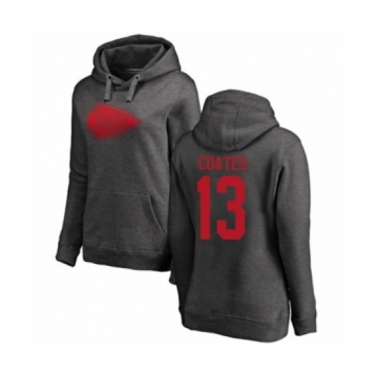 Football Women's Kansas City Chiefs #13 Sammie Coates Ash One Color Pullover Hoodie