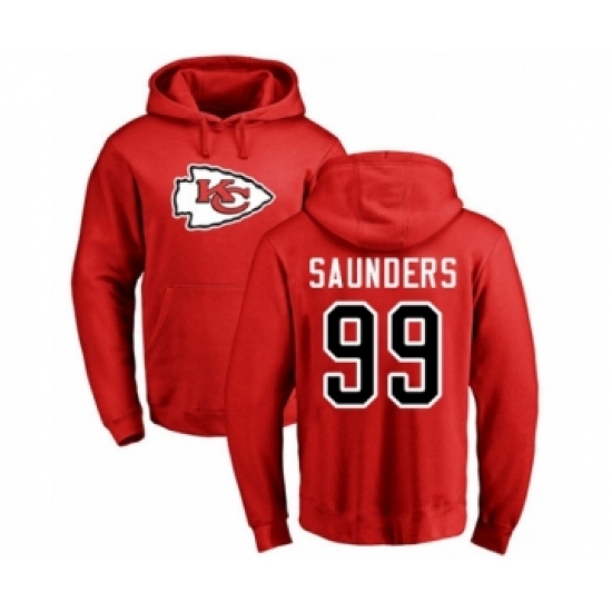 Football Kansas City Chiefs #99 Khalen Saunders Red Name & Number Logo Pullover Hoodie