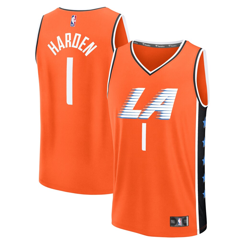 Youth LA Clippers James Harden Fanatics Orange 2025/26 City Edition Fast Break Jersey