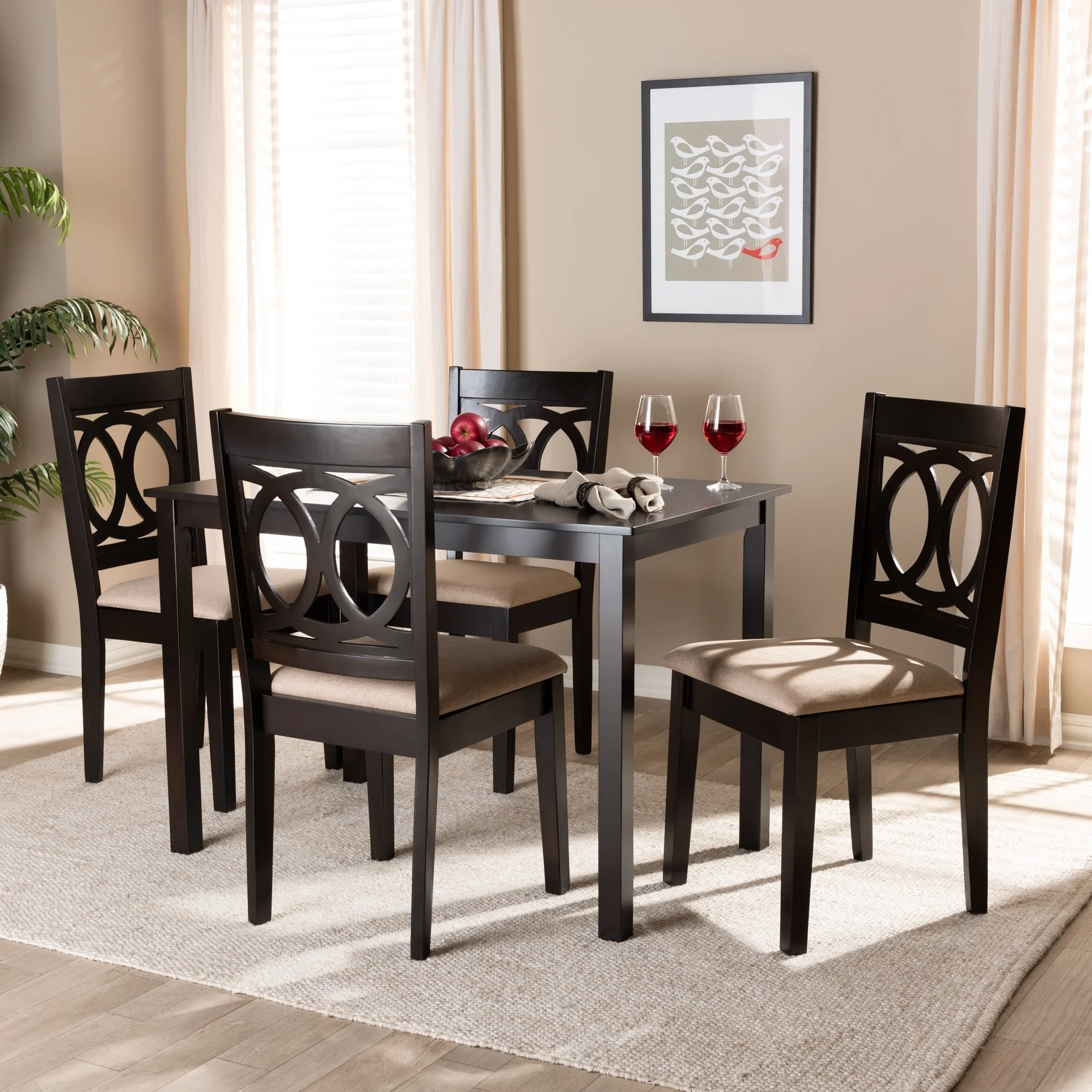Baxton Studio Modern and Contemporary 5-Piece Dining Set Sand Brown - Curated Treasures Market