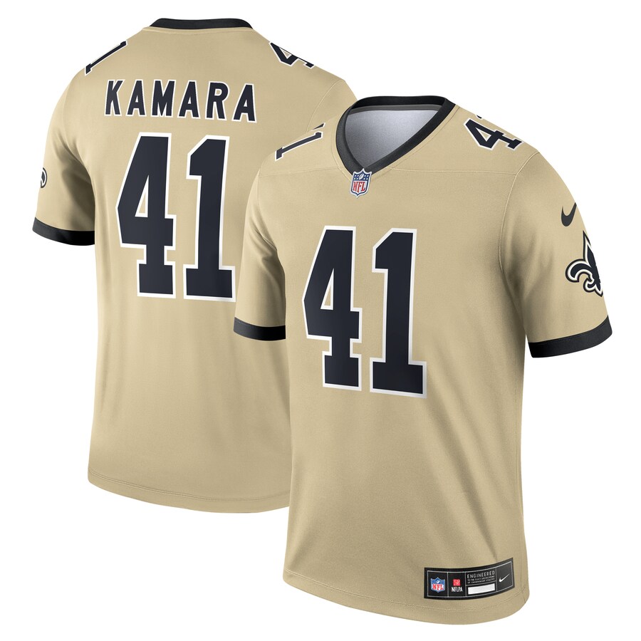 Men's New Orleans Saints Alvin Kamara Nike Gold Gameday Golds Alternate Legend Player Performance Top