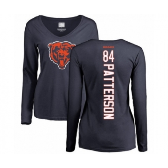 Football Women's Chicago Bears #84 Cordarrelle Patterson Navy Blue Backer Long Sleeve T-Shirt