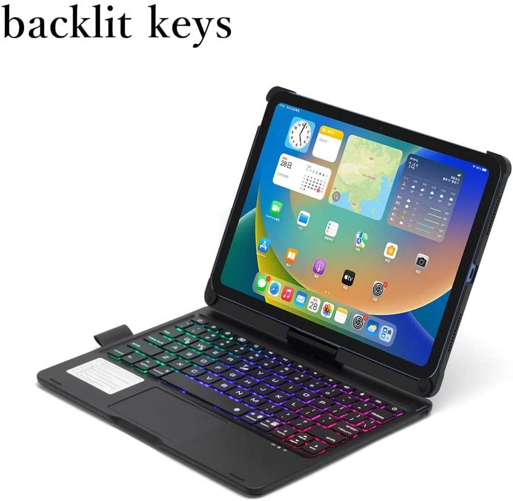 360° Rotatable Touch Keyboard for iPad 10th Generation 2022 10.9 inch Backlight Keyboard Built?in Trackpad, Bluetooth Foldable Keyboard Cover for iPad 10 - Curated Treasures Market