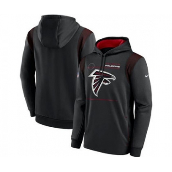 Men's Atlanta Falcons 2021 Black Sideline Logo Performance Pullover Hoodie