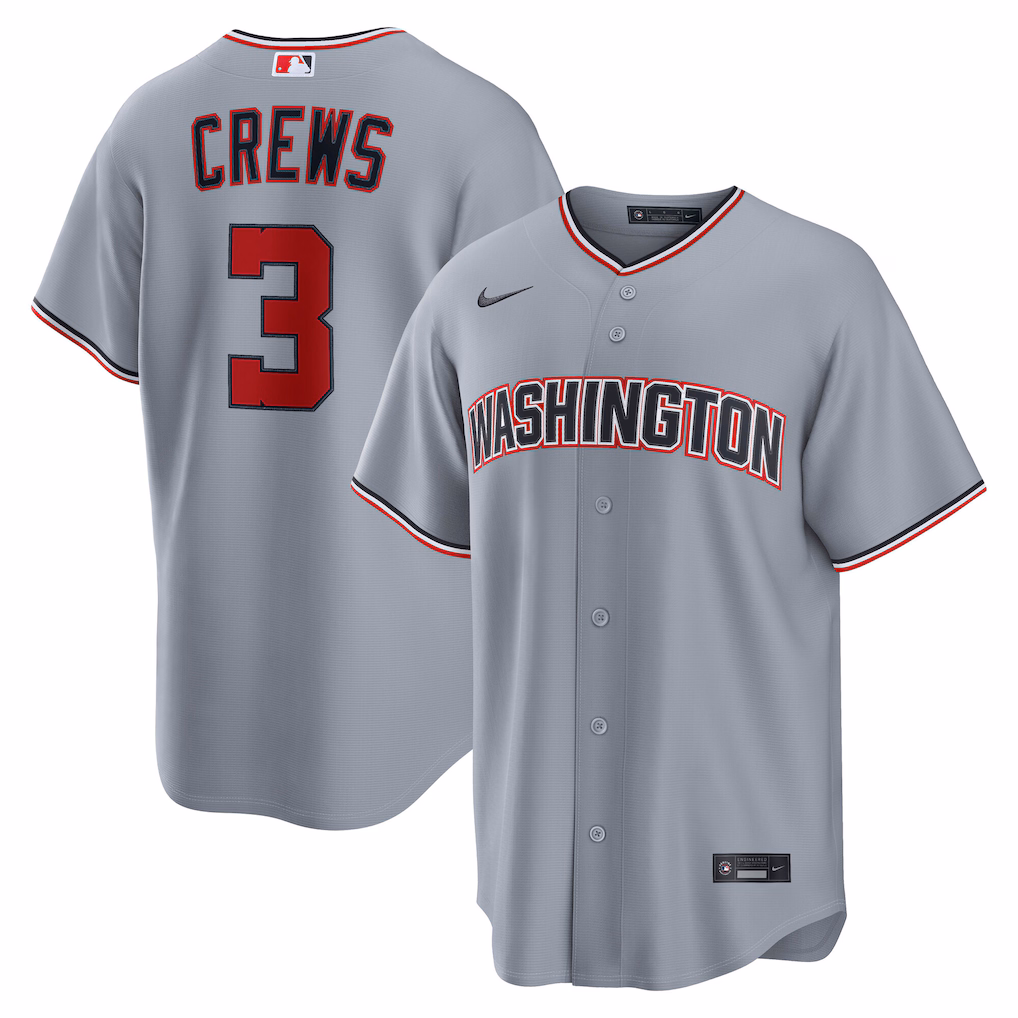 Men's Washington Nationals Dylan Crews Nike Gray Road Replica Jersey