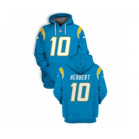 Men's Los Angeles Chargers #10 Justin Herbert 2021 Blue Pullover Football Hoodie