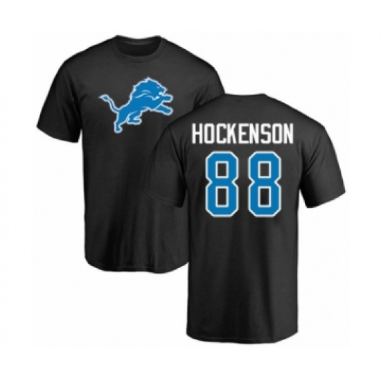 Football Detroit Lions #88 T.J. Hockenson Black Name & Number Logo T-Shirt