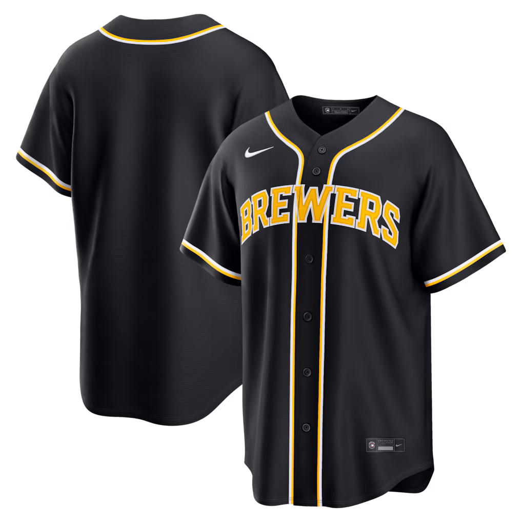 Men's Milwaukee Brewers Nike Fashion Replica Black Out Jersey