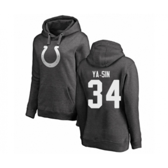 Football Women's Indianapolis Colts #34 Rock Ya-Sin Ash One Color Pullover Hoodie
