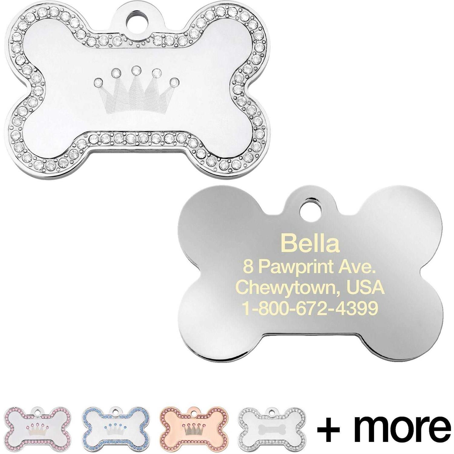 Quick-Tag Dog Tag with Crown and Crystals