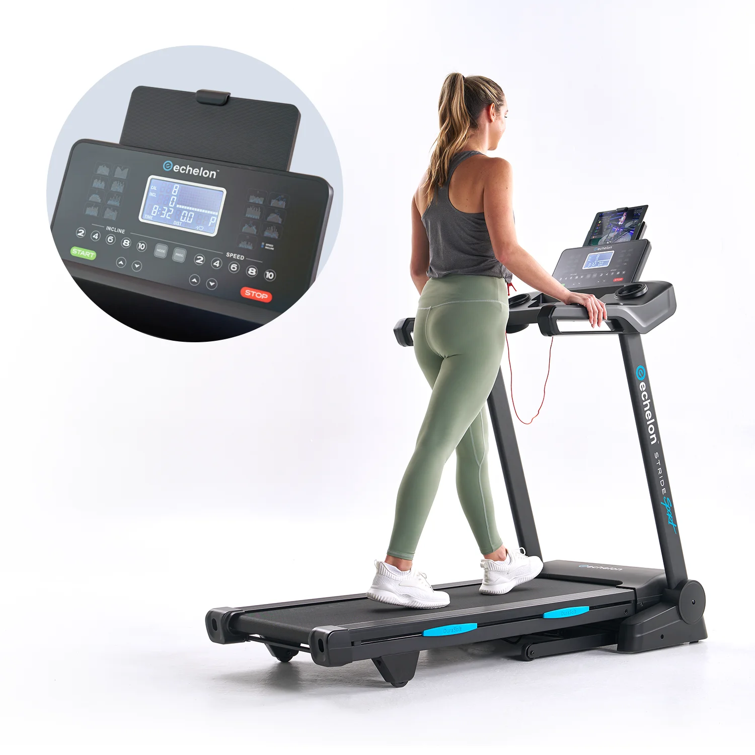 Echelon Stride 30 Sport Smart Foldable Exercise Treadmill with Cushioned Deck + 30-Day Free Membership
