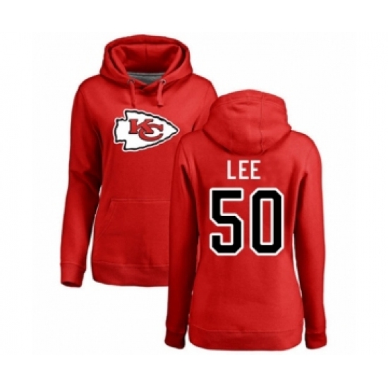 Football Women's Kansas City Chiefs #50 Darron Lee Red Name & Number Logo Pullover Hoodie