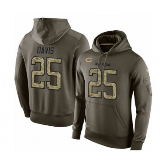Football Men's Chicago Bears #25 Mike Davis Green Salute To Service Men's Pullover Hoodie