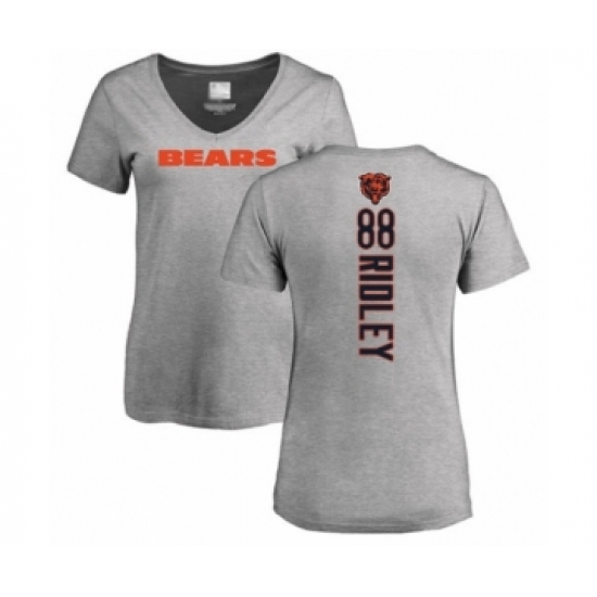 Football Women's Chicago Bears #88 Riley Ridley Ash Backer V-Neck T-Shirt