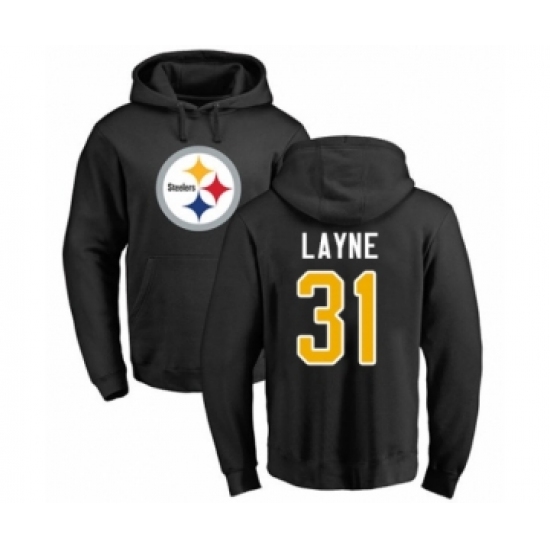 Pittsburgh Steelers #31 Justin Layne Black Name & Number Logo Pullover Hoodie