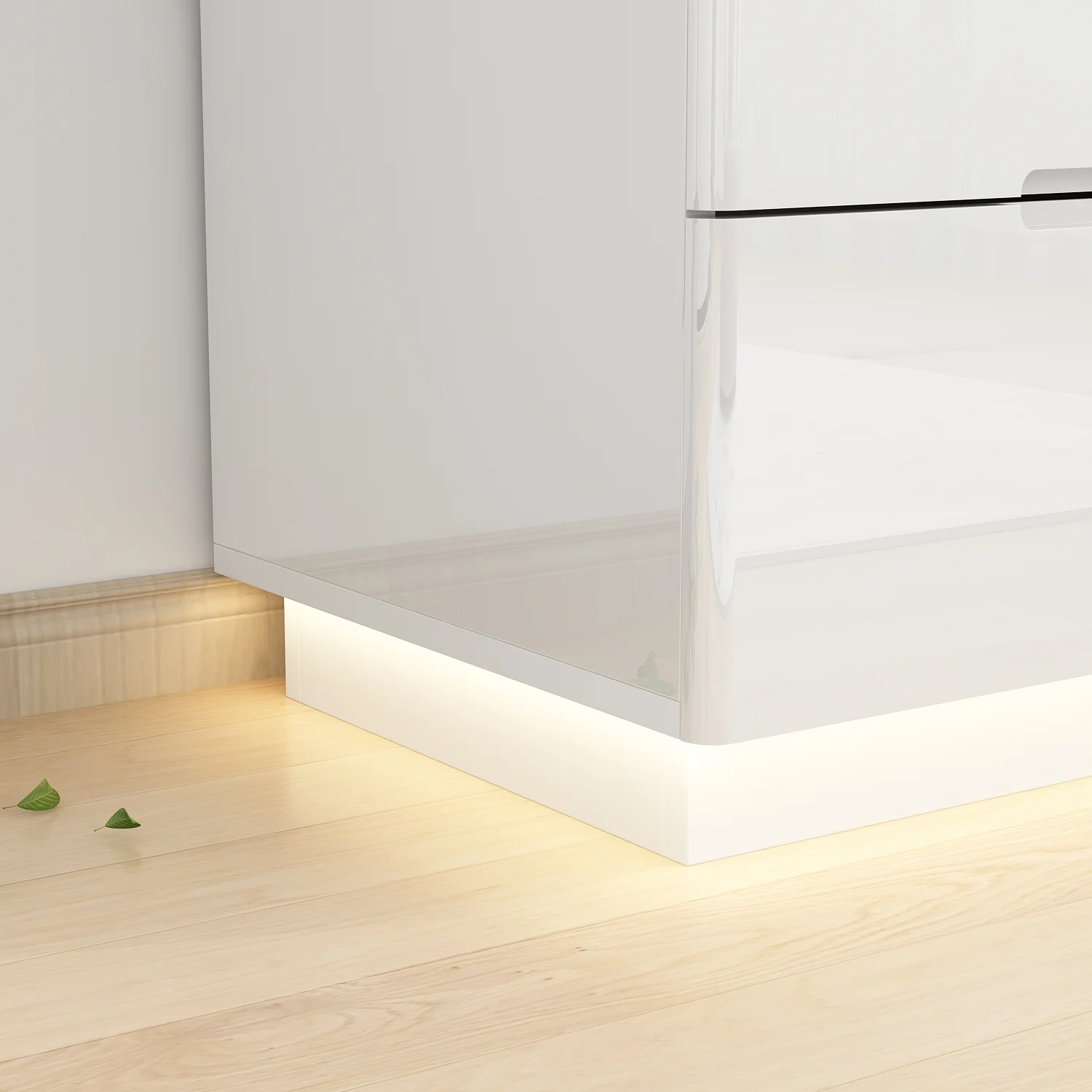 OXYLIFE 5 Drawer Dresser Chest with LED Light for Bedroom and Living Room, White Glossy Finish - Curated Treasures Market