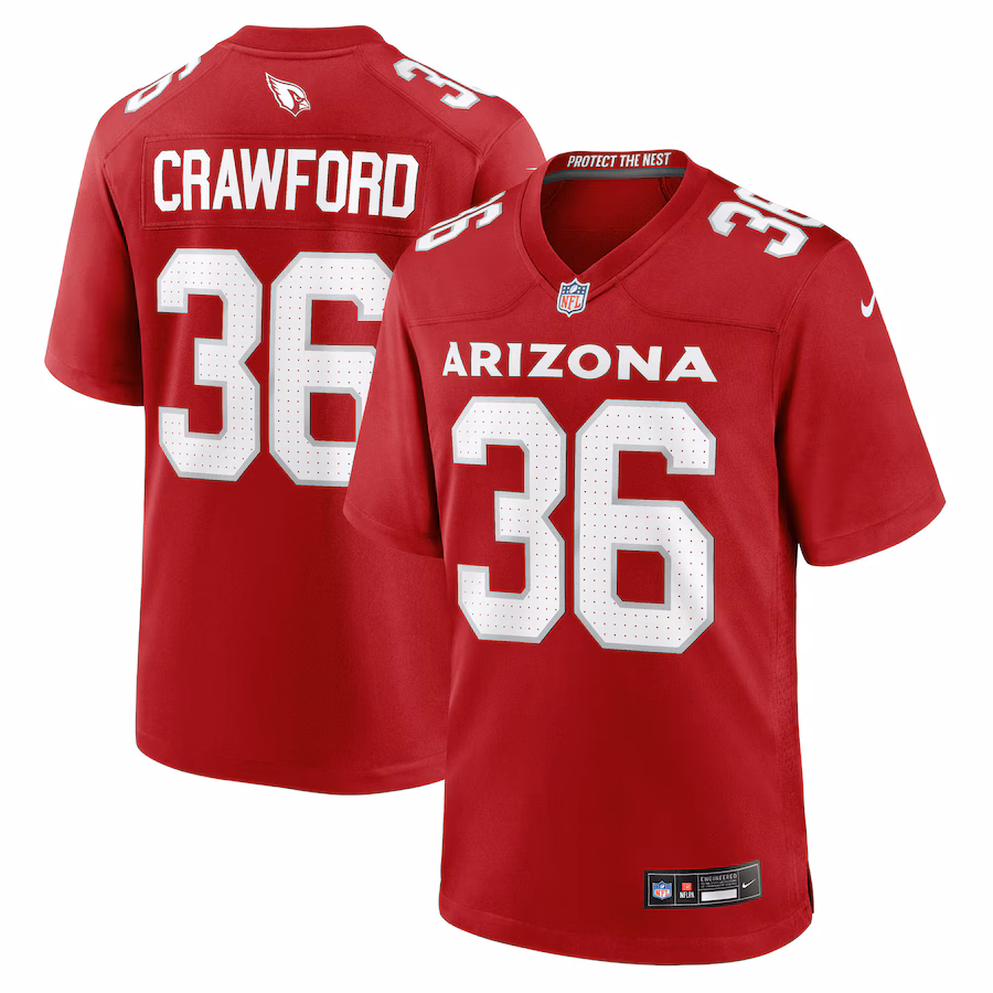 Men's Arizona Cardinals Kitan Crawford Nike Cardinal Team Game Jersey