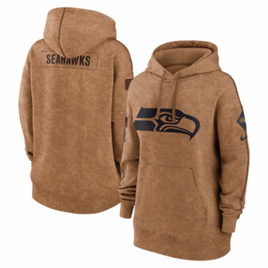 Women's Seattle Seahawks Nike Brown 2023 Salute to Service Pullover Hoodie