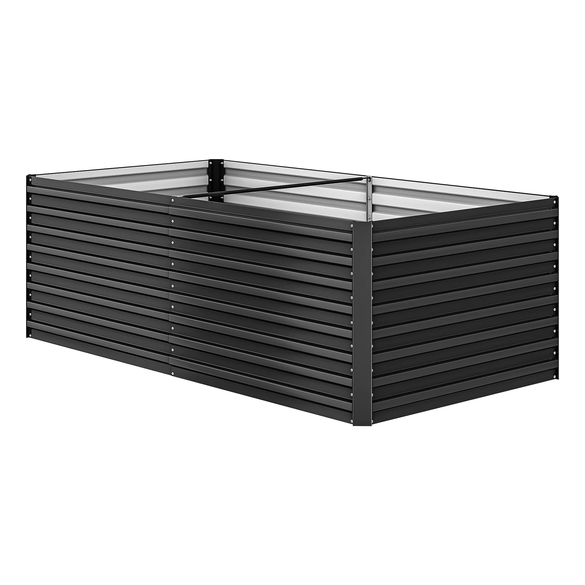 ModFusion 6x3x2 Ft, Metal Galvanized Planter Box Kit, Support Rod, Corner Panel Protection, Raised Garden Composting Bed, Dark Gray - Curated Treasures Market