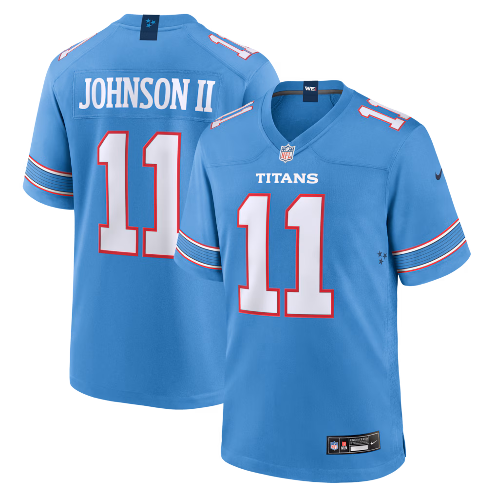 Men's Tennessee Titans Jermaine Johnson II  Nike Light Blue Vapor F.U.S.E. Stitched Limited Jersey