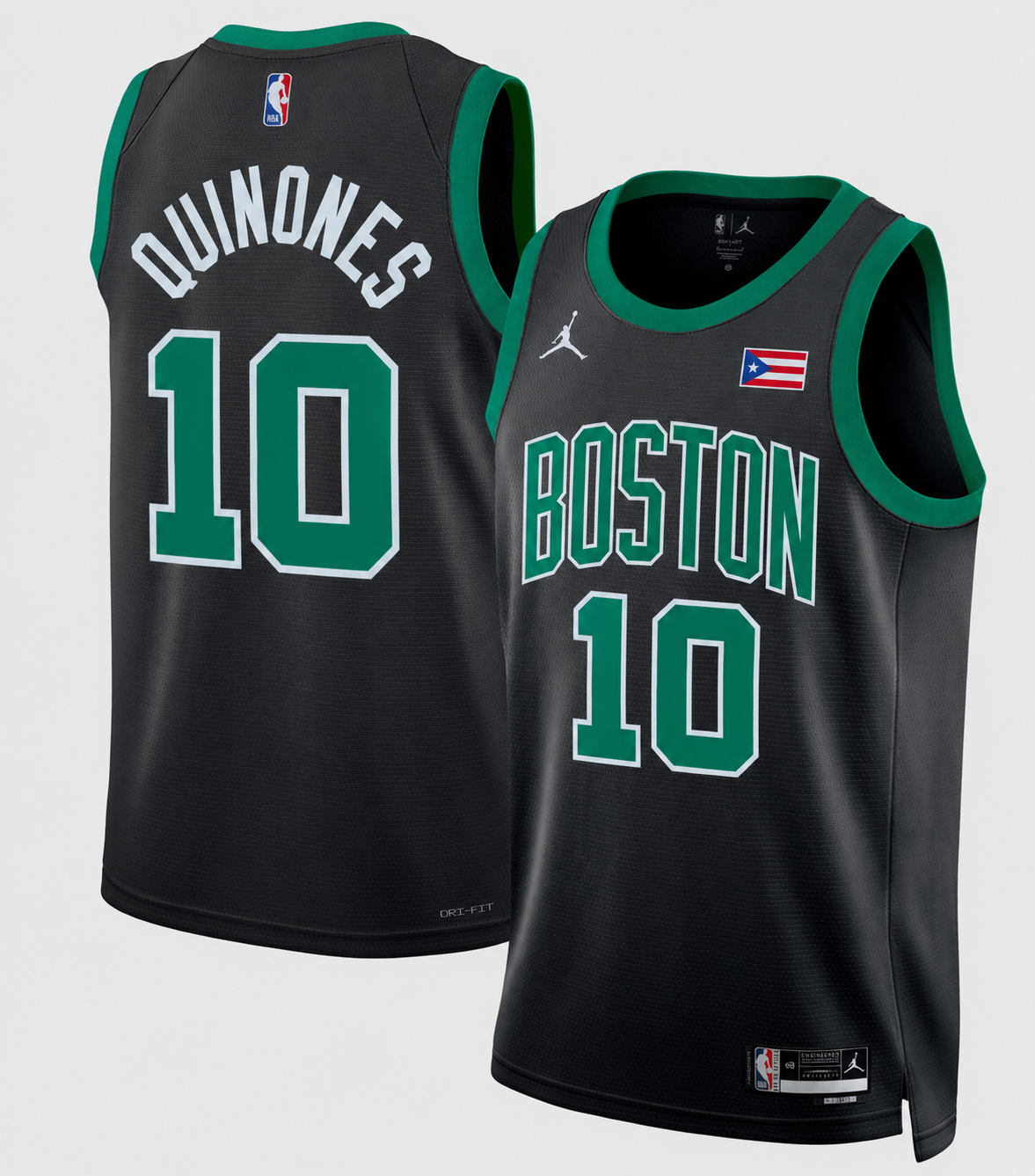 Men's Boston Celtics Quinones Brown Jordan Brand Black Swingman Jersey - Statement Edition
