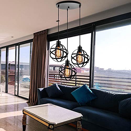 SAeWare Ceiling Chandelier Lamp, Industry 3 Lamp Chandelier Pendant Lighting Fixture Modern Simplicity V-intage Lampshade E27 Single Head Hanging Light Home Kitchen Fixed Lighting Device