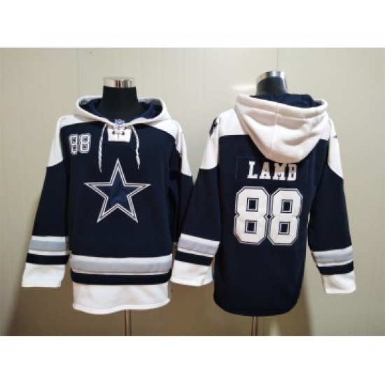 Men's Dallas Cowboys #88 CeeDee Lamb Navy Blue Ageless Must Have Lace Up Pullover Hoodie