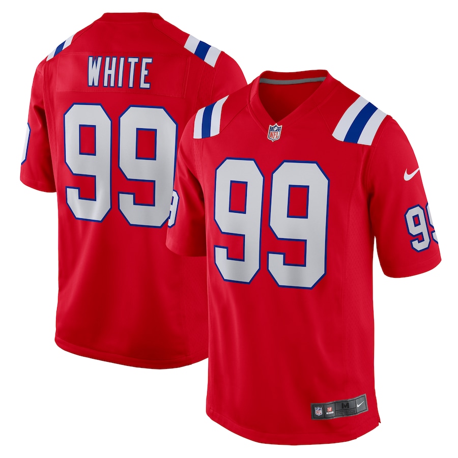 Men's New England Patriots Keion White Nike Red Alternate Game Jersey