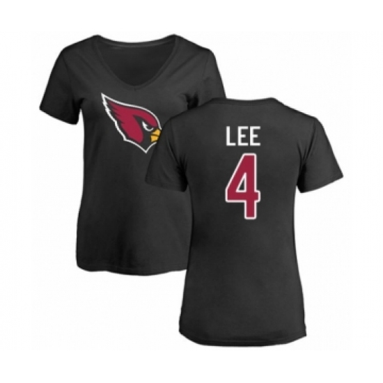 Football Women's Arizona Cardinals #4 Andy Lee Black Name & Number Logo T-Shirt