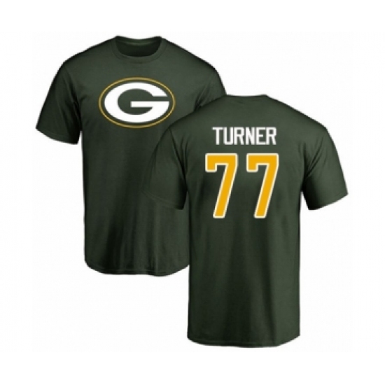 Football Green Bay Packers #77 Billy Turner Green Name & Number Logo T-Shirt