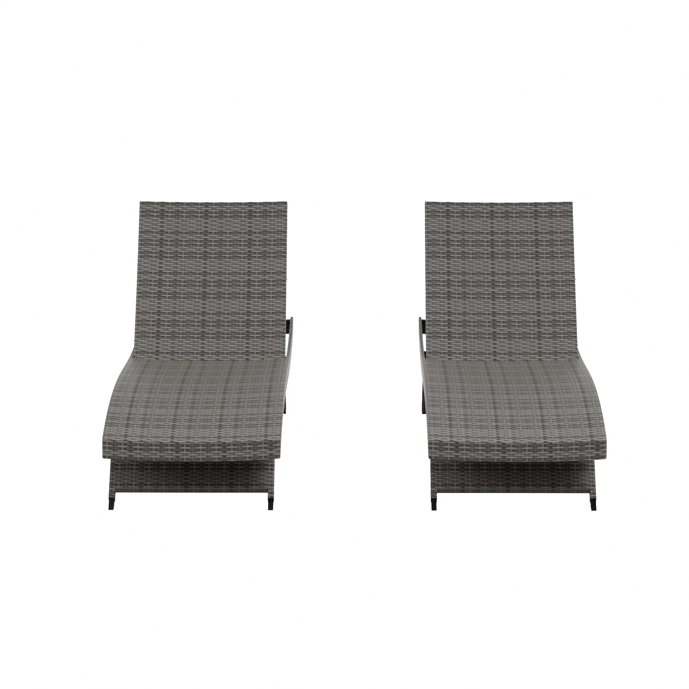 WestinTrends Somerset Wicker Double Chaise Lounge, All Weather PE Rattan Folding Outdoor Lounge Chairs Set of 2 Pool Chairs with Adjustable Backrest, Gray - Curated Treasures Market