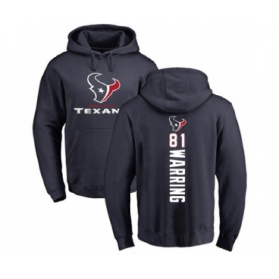 Football Houston Texans #81 Kahale Warring Navy Blue Backer Pullover Hoodie