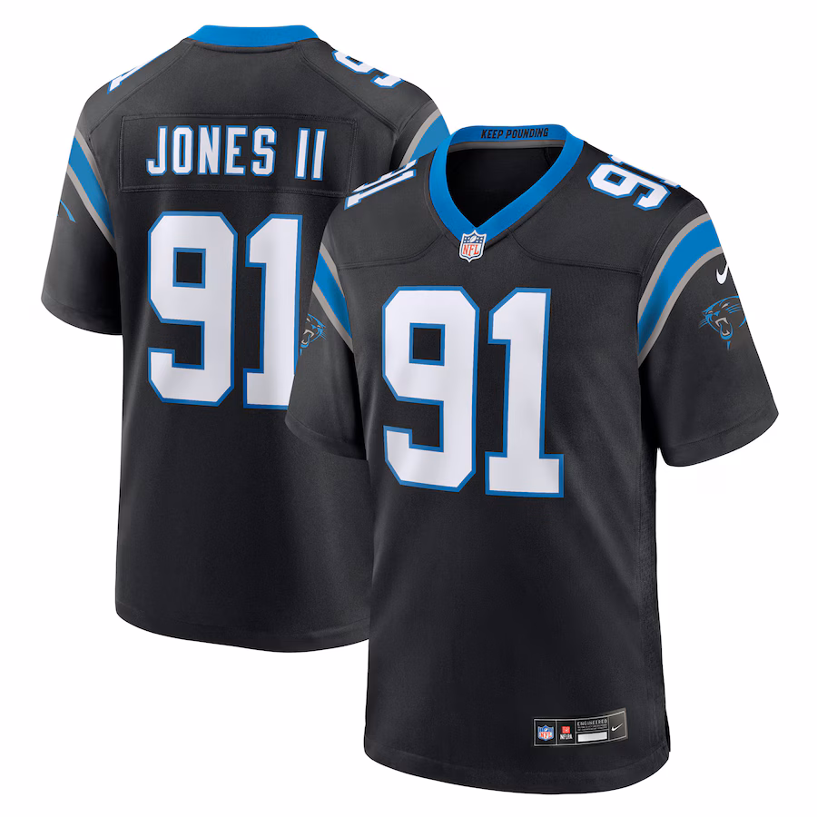 Men's Carolina Panthers Patrick Jones II Nike Black Team Game Jersey
