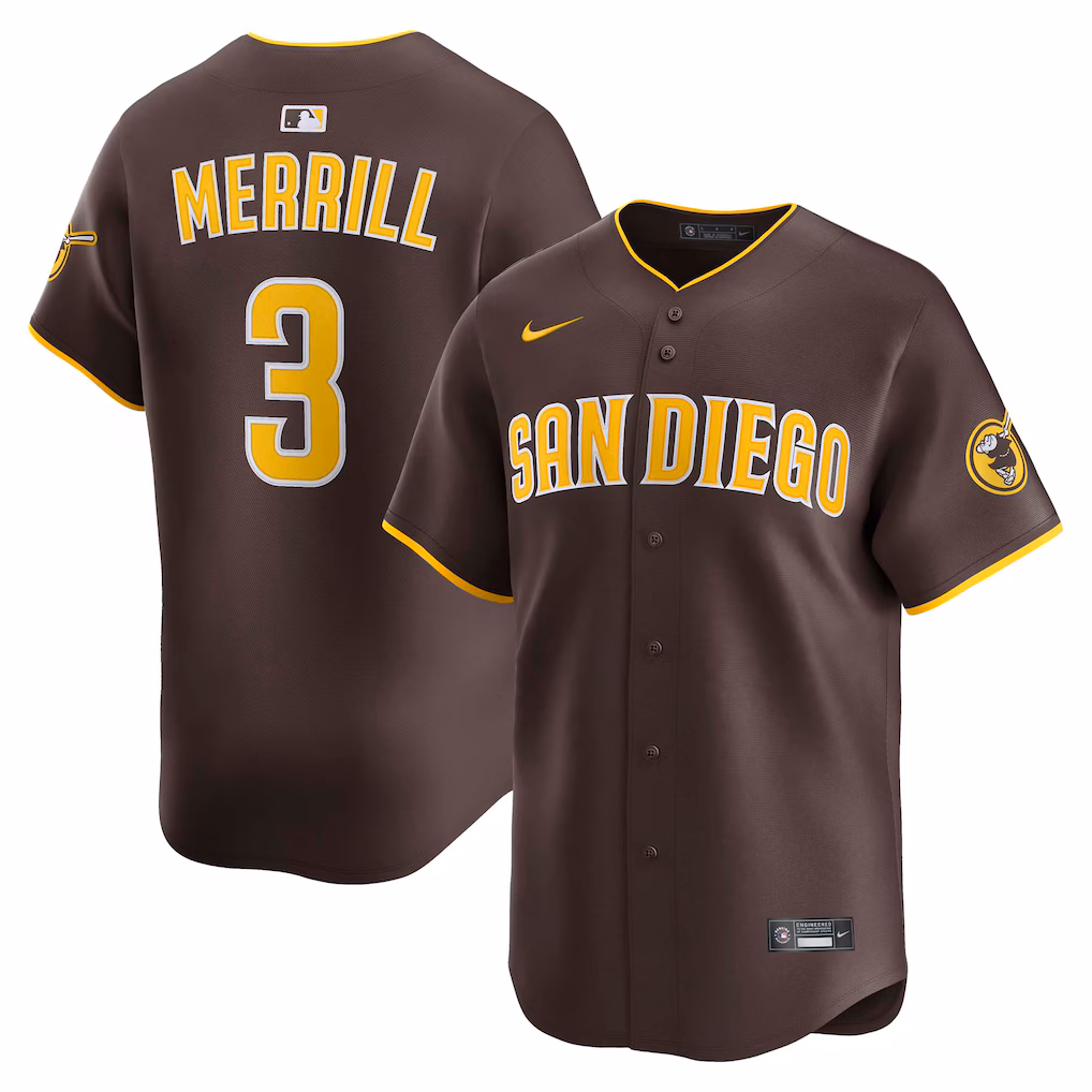 Men's San Diego Padres Jackson Merrill Nike Brown Road Limited Player Jersey
