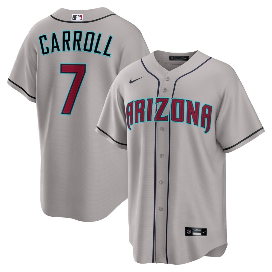 Men's Arizona Diamondbacks Corbin Carroll Nike Gray Road Replica Jersey