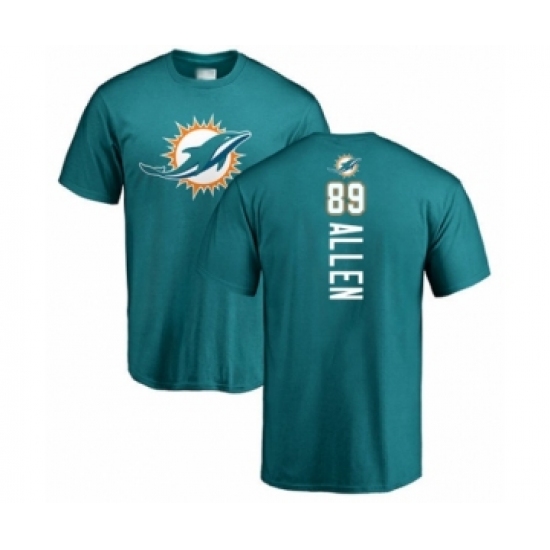 Football Miami Dolphins #89 Dwayne Allen Aqua Green Backer T-Shirt