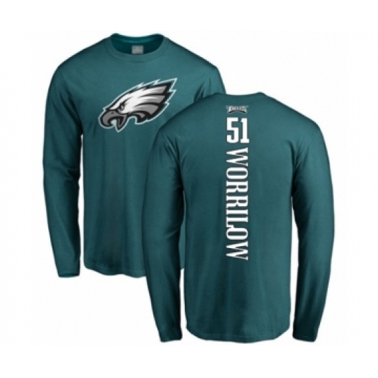 Philadelphia Eagles #51 Paul Worrilow Green Backer Long Sleeve T-Shirt