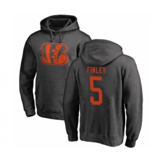Football Cincinnati Bengals #5 Ryan Finley Ash One Color Pullover Hoodie