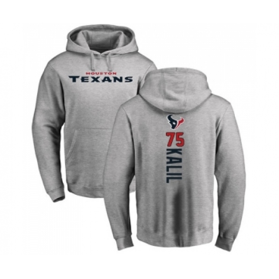 Football Houston Texans #75 Matt Kalil Ash Backer Pullover Hoodie
