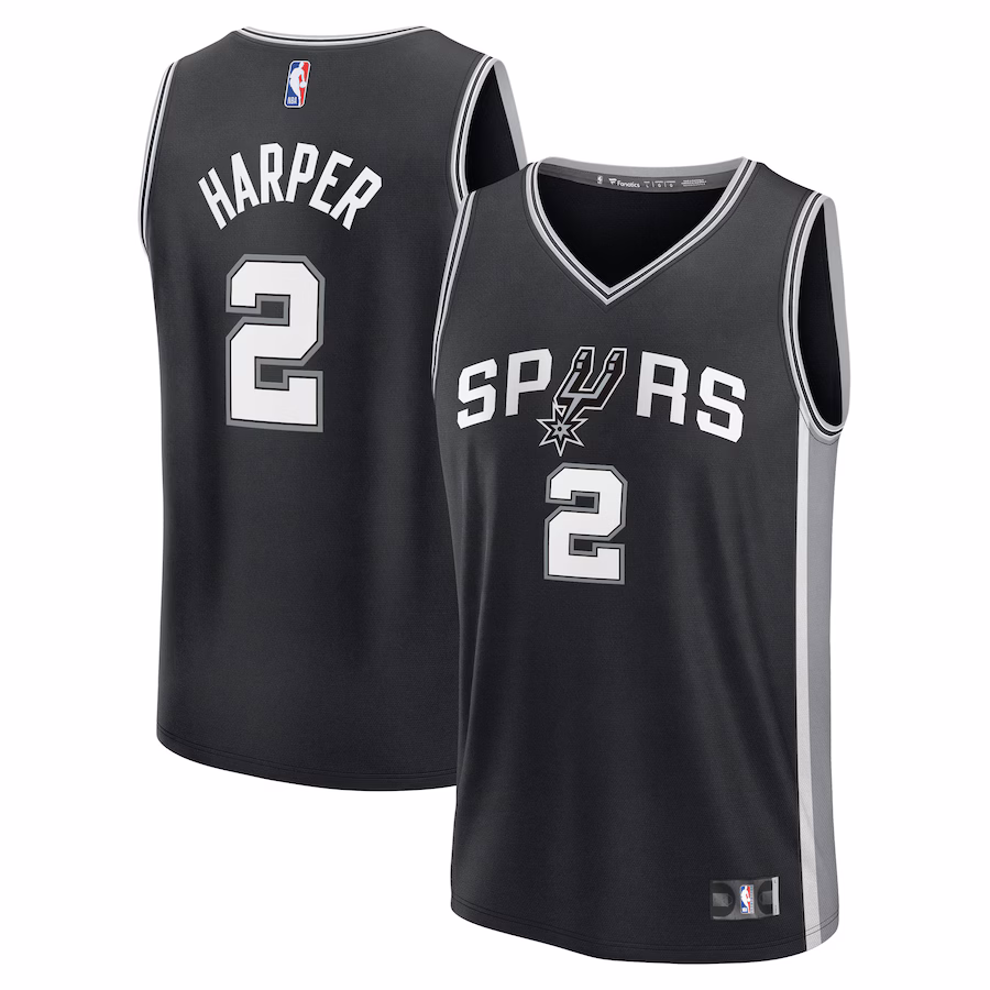 Youth San Antonio Spurs Dylan Harper Fanatics Black 2025 NBA Draft First Round Pick Fast Break Replica Jersey - Icon Edition